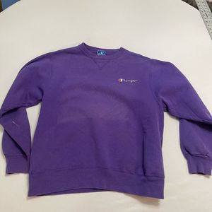 Vtg 90s Champion Embroidered Logo Crewneck Sweatshirt Purple Large